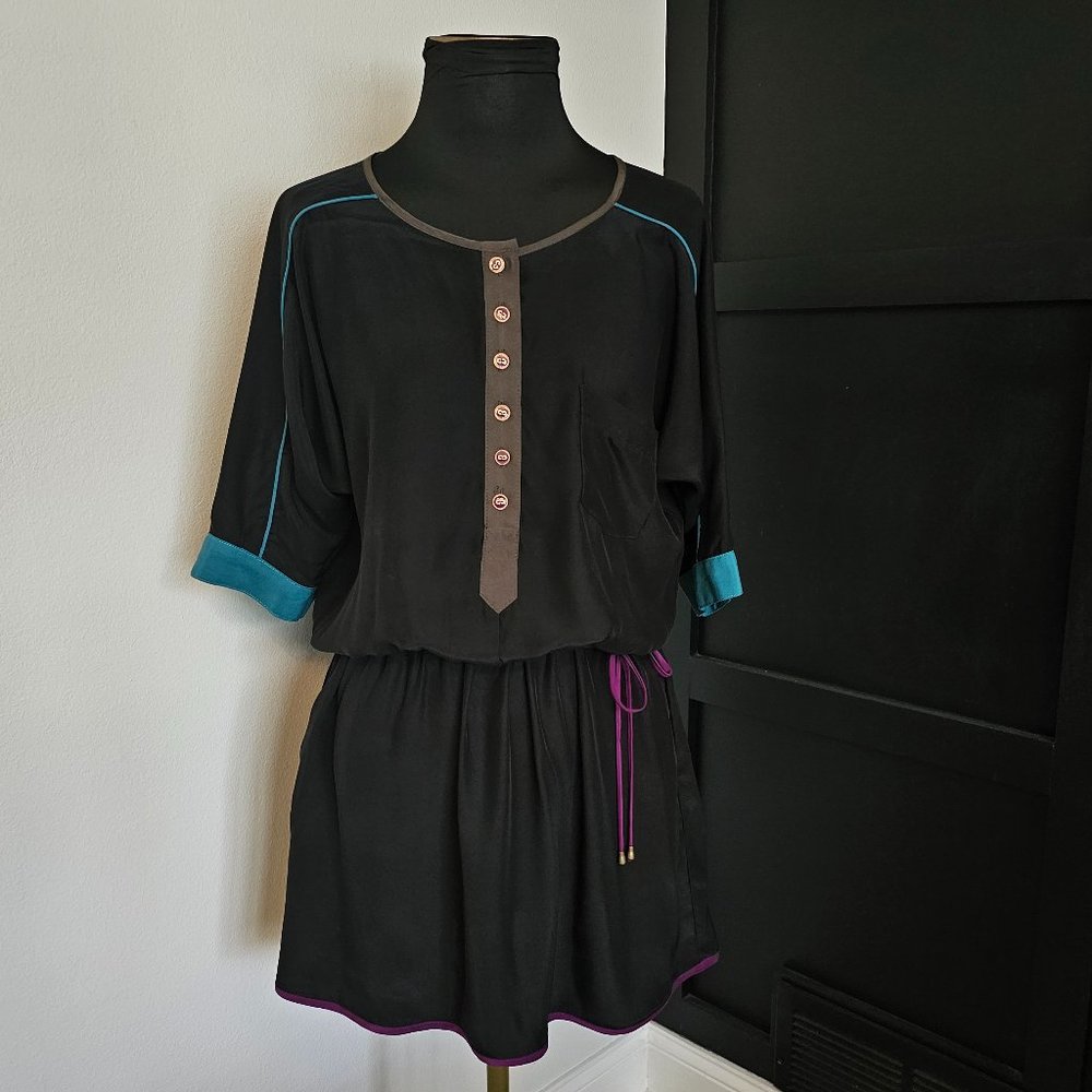 EUC *Corey Lynn Calter* Women's Black 100% Silk Mini Dress w/Pockets 0